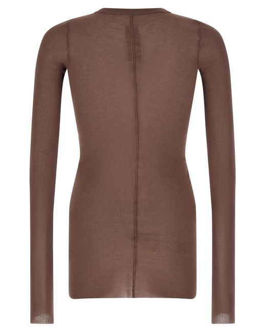 Rick Owens Brown Ribbed T-Shirt for men