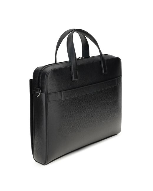 Ferragamo Black Briefcase Gancini Calf Leather Laptop Bags & Briefcases for men