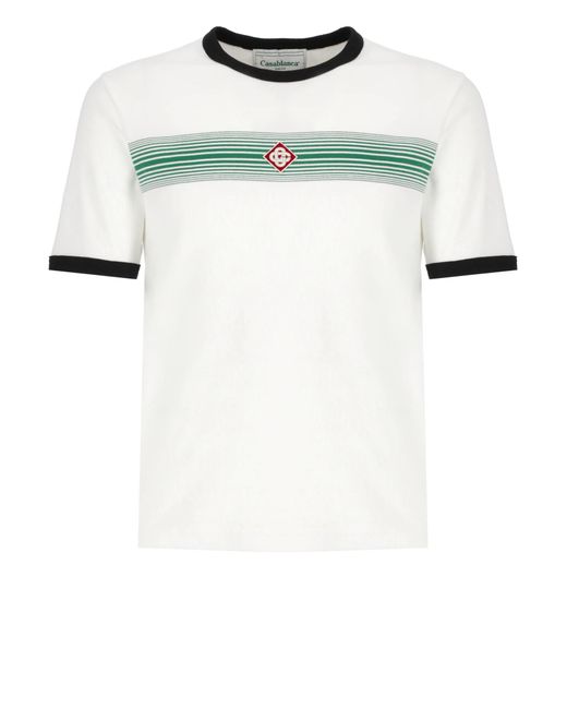 Casablancabrand White Logo Stripe Ringer T-Shirt for men