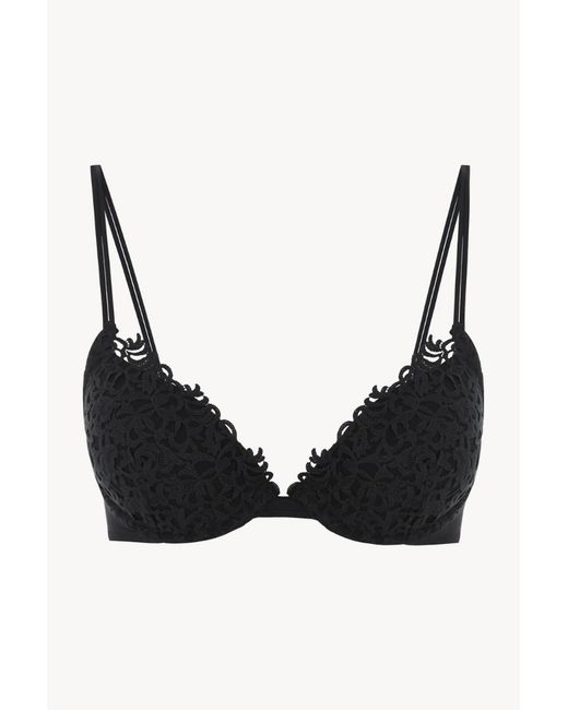 La Perla Black Push-Up Bra With Macramé Lpd906397 Rings