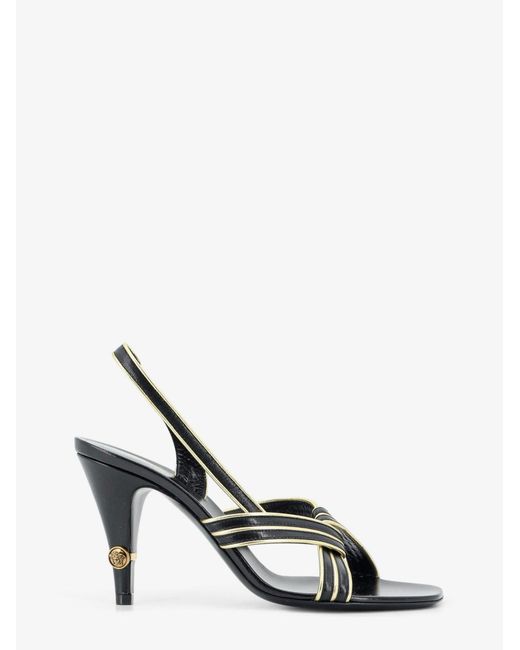 Versace Gianni Leather Sandals With Contrasting Metallic Profiles