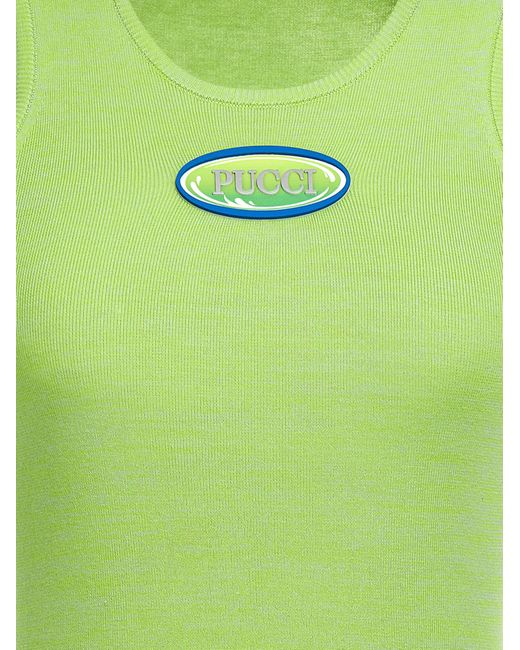 Emilio Pucci Green Surf Tank Top Tops
