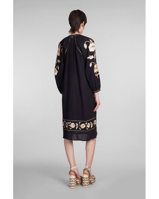 Antik Batik Ila Dress In Black Cotton