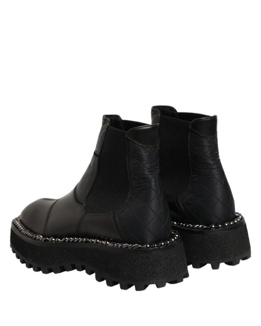Dolce & Gabbana Black Leather Slip On Chelsea Boots Shoes for men