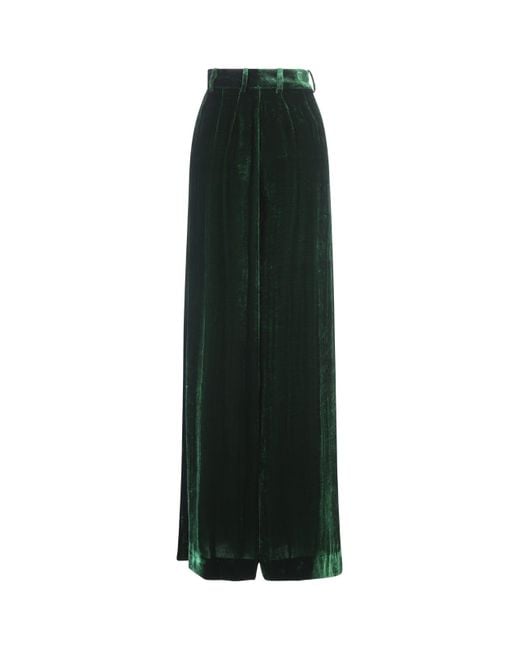 Roberto Cavalli Velvet Emerald Green Wide Leg Trousers | Lyst
