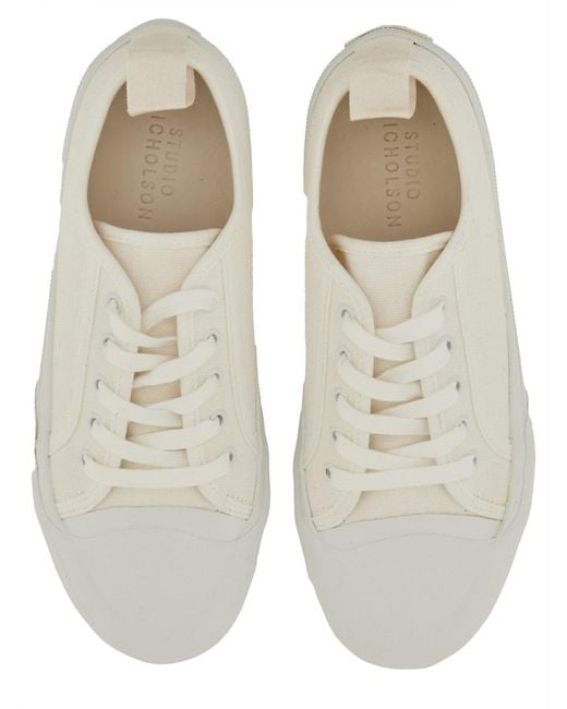 Studio Nicholson White Sneaker Byrd Upper: Cotton Trainers for men