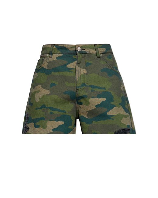 Balmain Green Denim Shorts for men