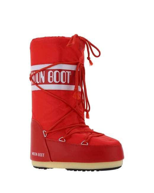 Moon Boot Red Icon Boots Polyamide