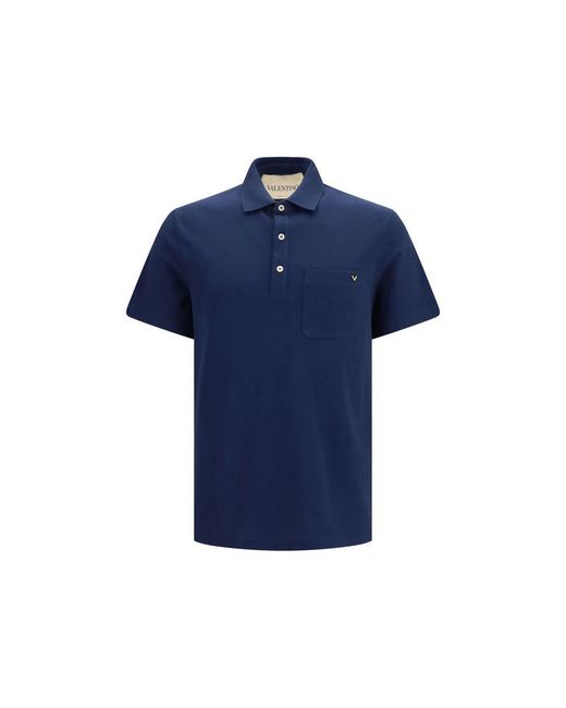 Valentino Garavani Blue Cotton Polo Shirt for men