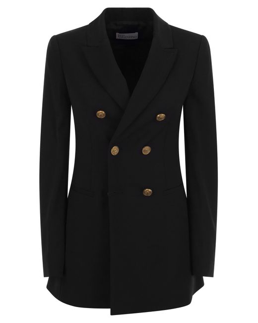 RED Valentino Black Viscose And Wool Double-Breasted Jacket