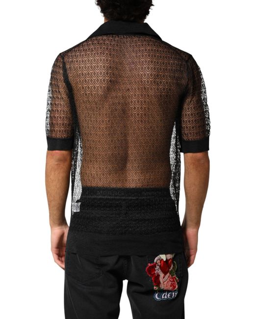 Dolce & Gabbana Black Sheer Short Sleeves Casual Polo Top 03+Pa+Pp for men