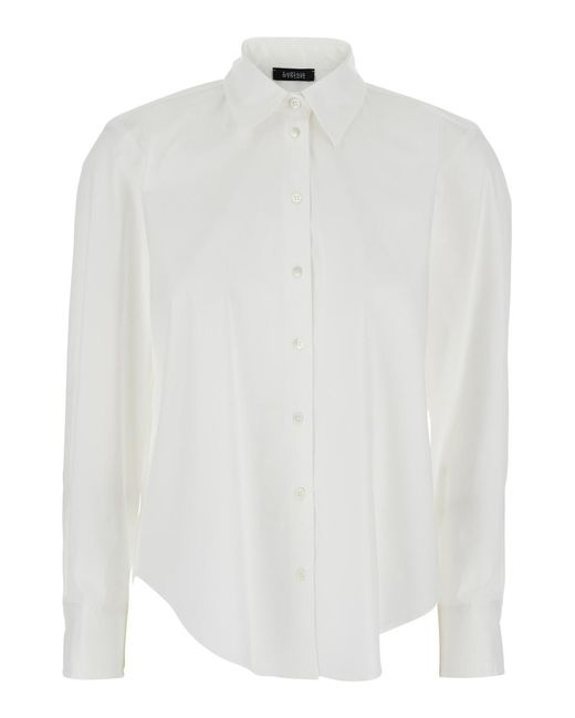 Le Plain White Shirt With Classic Collar And Button Cuffs