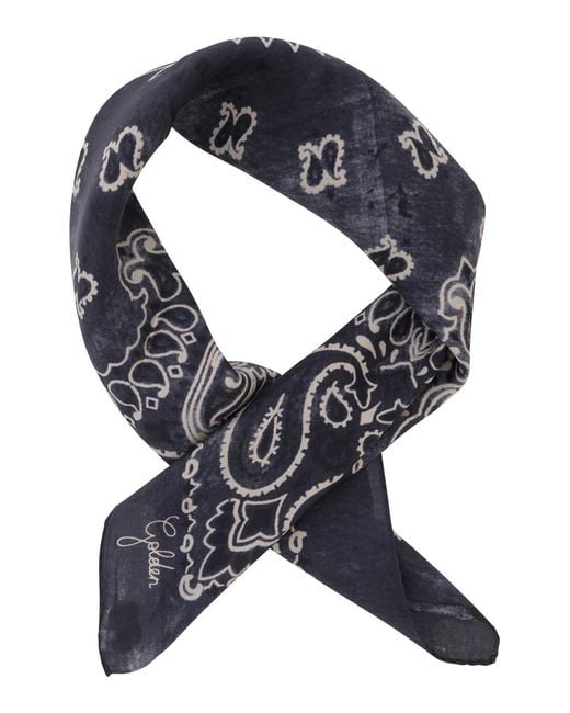 Golden Goose Deluxe Brand Blue Scarf Silk With Paisley Print
