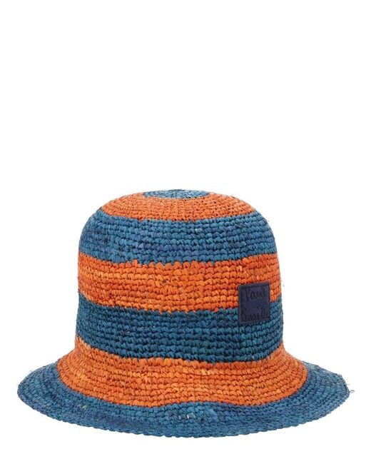 Paul Smith Blue Straw Hat With Patch Logo