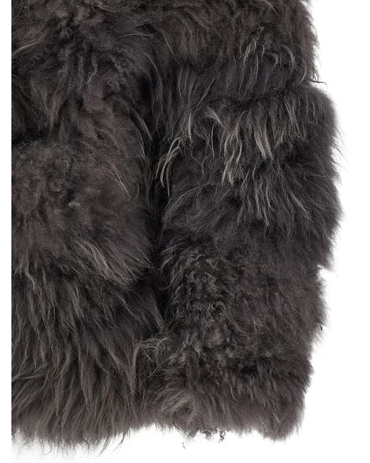 Simonetta Ravizza Gray Flen Coat Goat Fur