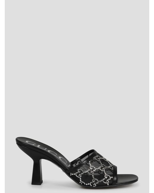 Gucci Black Tom Crystal-embellished Fabric Heeled Mules