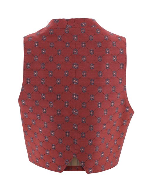Etro Red Short Patterned Tie Vest