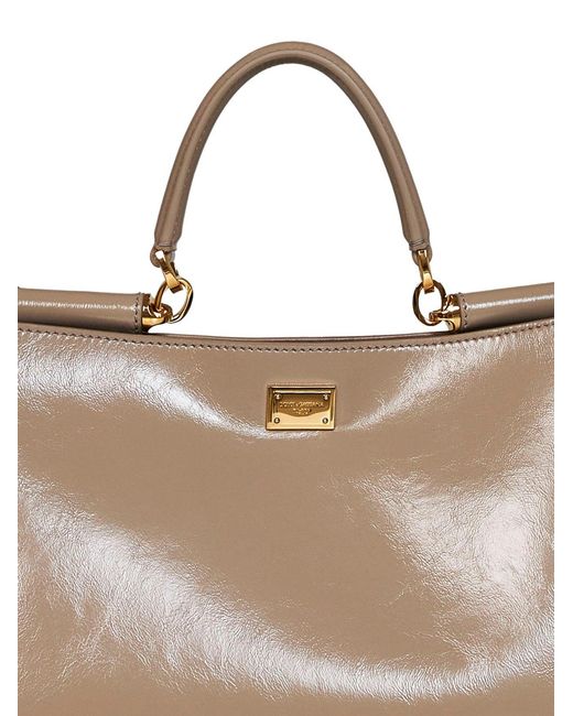 Dolce & Gabbana Metallic Taupe Vittoria Medium Handbag With Shoulder Strap