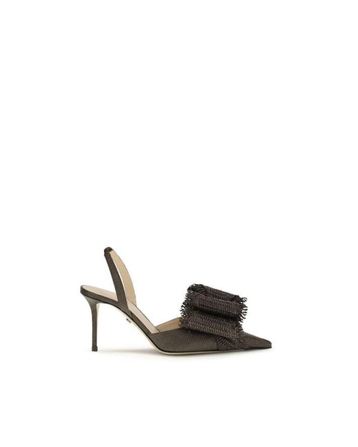 Mach & Mach Black Raffia Platform Pumps