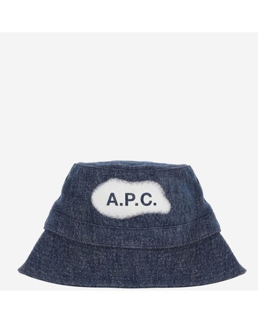 A.P.C. Blue Denim Bucket Hat With Logo for men