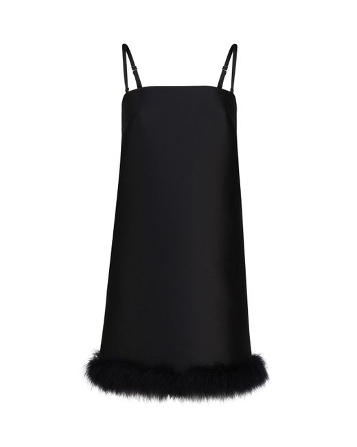 Sportmax Black Straight Mini Dress With Feather Insert