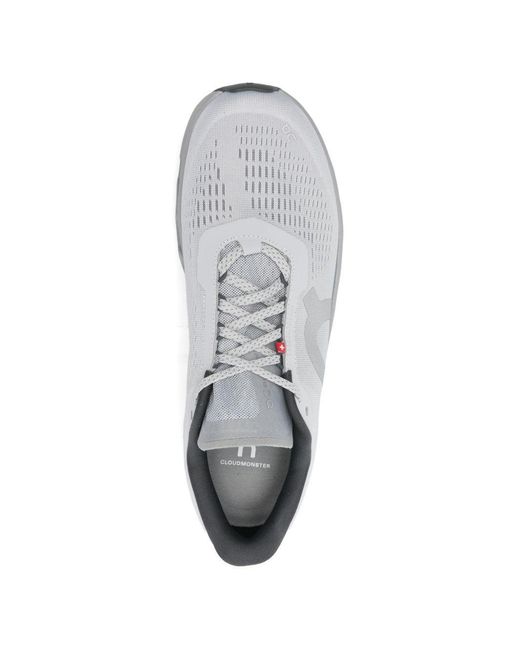 On Shoes White Cloudmonster 1 *Icon Glacier Recycled Mesh Sneakers With Cloudtec Cushioning System for men
