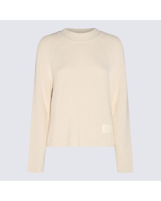 AMI Natural Ivory Cotton And Wool Blend Sweater