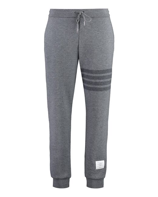 Thom Browne Gray Virgin Wool Track Pants Elastane for men