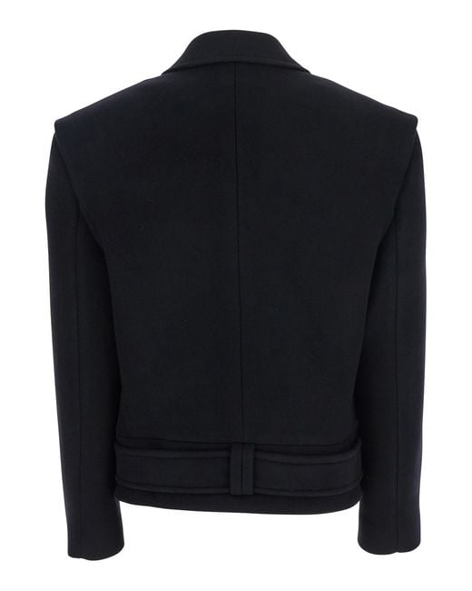 Balmain Blue Jacket With Wide Lapels And Metallic Logo Buttons