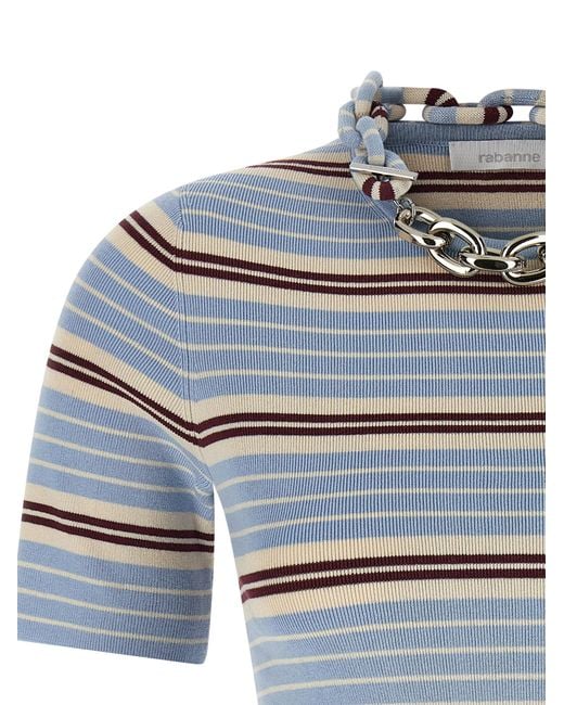 Rabanne Blue Chain T-Shirt So Cotton Elastane