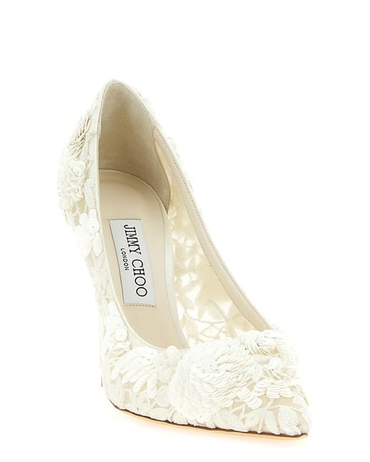Jimmy Choo White Tencel High Heel Pumps