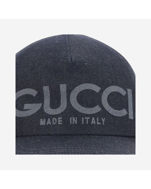Gucci Blue Lasered Denim Baseball Hat Dark Cotton for men