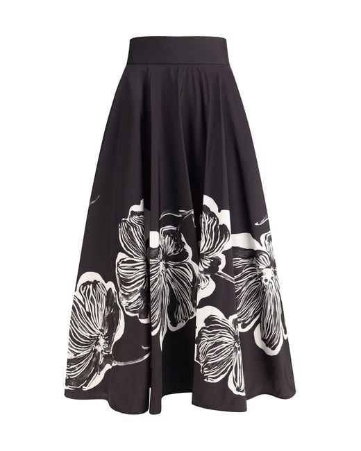 Sara Roka White Midi Skirt With Floral Print