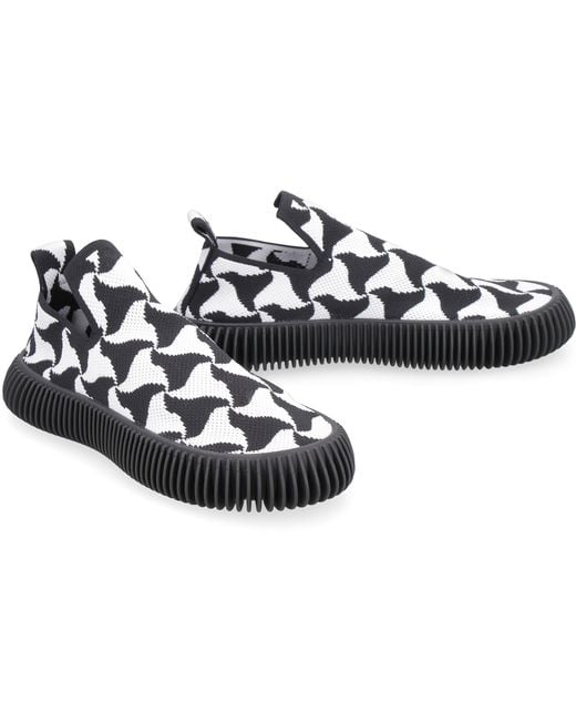 Bottega Veneta White Wavy Triangle Slip-On Sneakers Elastane Trainers