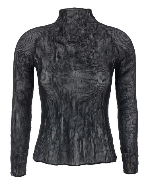 Issey Miyake Black Chiffon Twist-56 Sweater