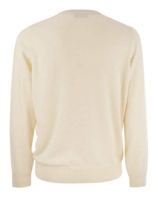 Brunello Cucinelli Natural Pure Cashmere Crew-neck Sweater for men