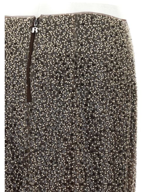 ROTATE BIRGER CHRISTENSEN Gray Beaded Maxi Skirt