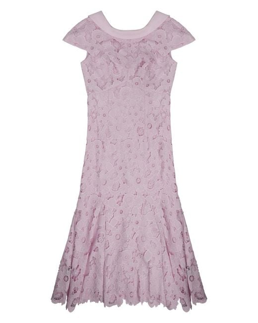 Self-Portrait Purple Midi Lace Dress Polyester