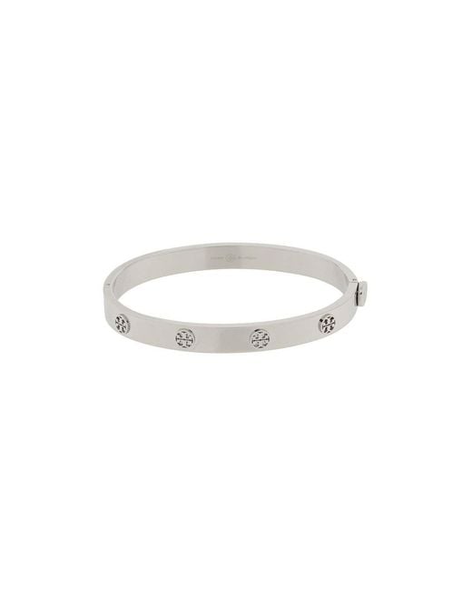 Tory Burch Black Steel Bracelet With Engraved Logo