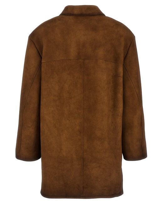 Prada Brown Single-breasted Suede Coat