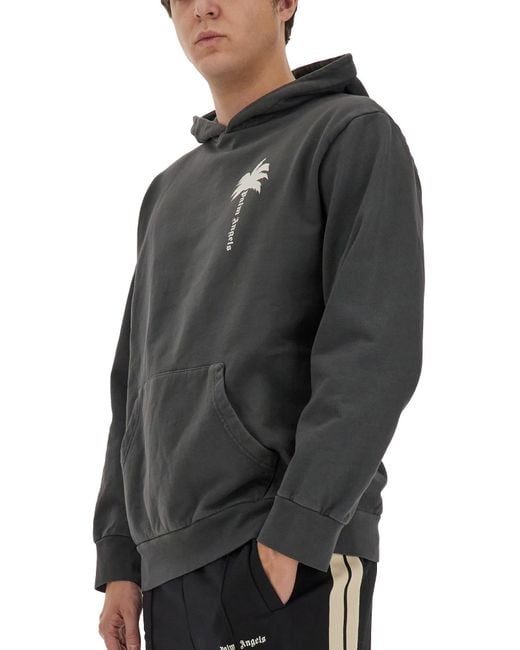 Palm Angels Gray Hoodie for men