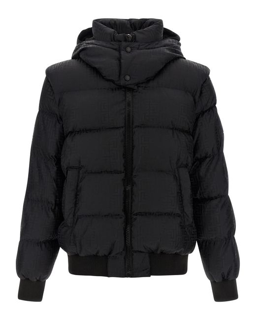 Balmain Black 'monogram Pb Labirinto' Down Jacket for men