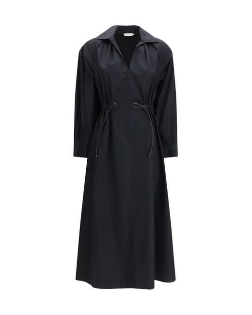 Max Mara Black Pedaggi Midi Dress Cotton Poplin