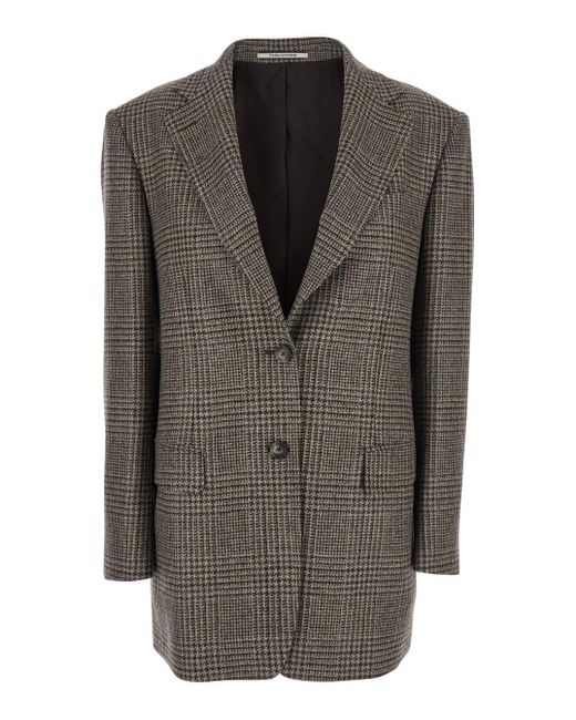 Tagliatore Gray Single-Breasted Jacket With Notched Revers And All-Ov