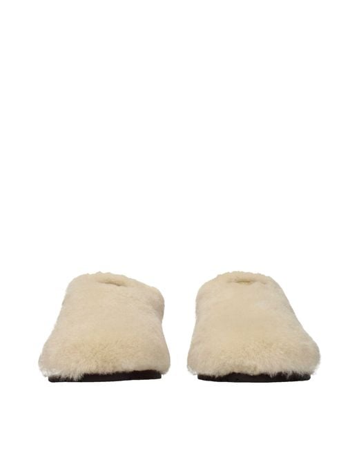 Prada Natural Slides And Clogs Fur/Travertine