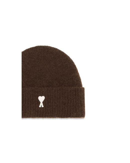 AMI Brown Wool Oves Aries Beanie Accessory for men