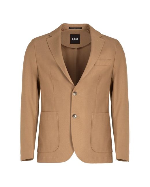 BOSS Men's Brown Single-Breasted Two-Button Jacket