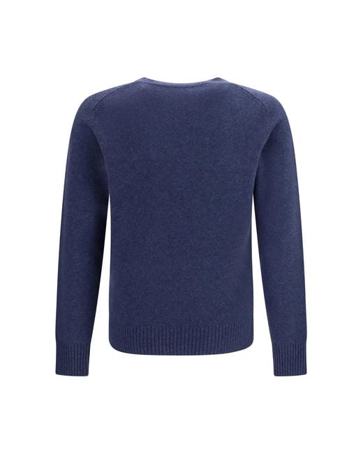 Brooksfield Blue Crewneck Sweater Kashmir/Capra Hircus for men