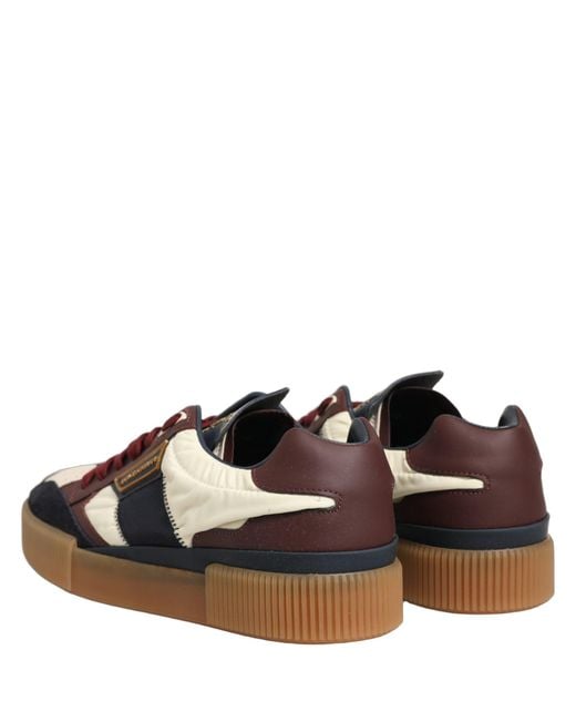 Dolce & Gabbana Red Leather Miami Low Top Sneakers Shoes Cotton Nylon Viscose Calf for men