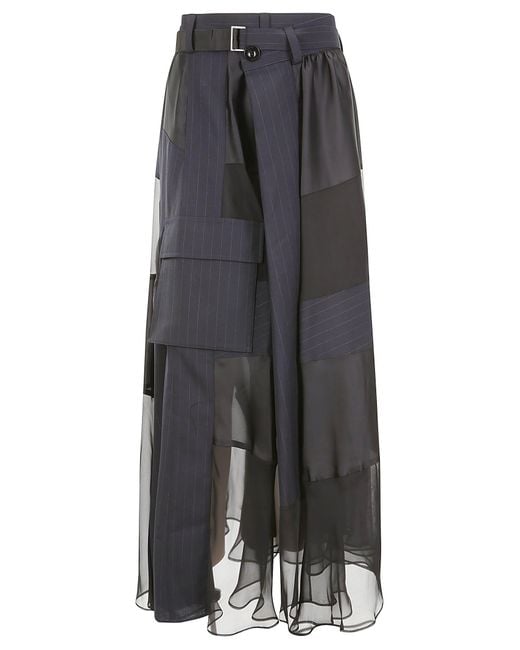 Sacai Gray Chalk Stripe Skirt